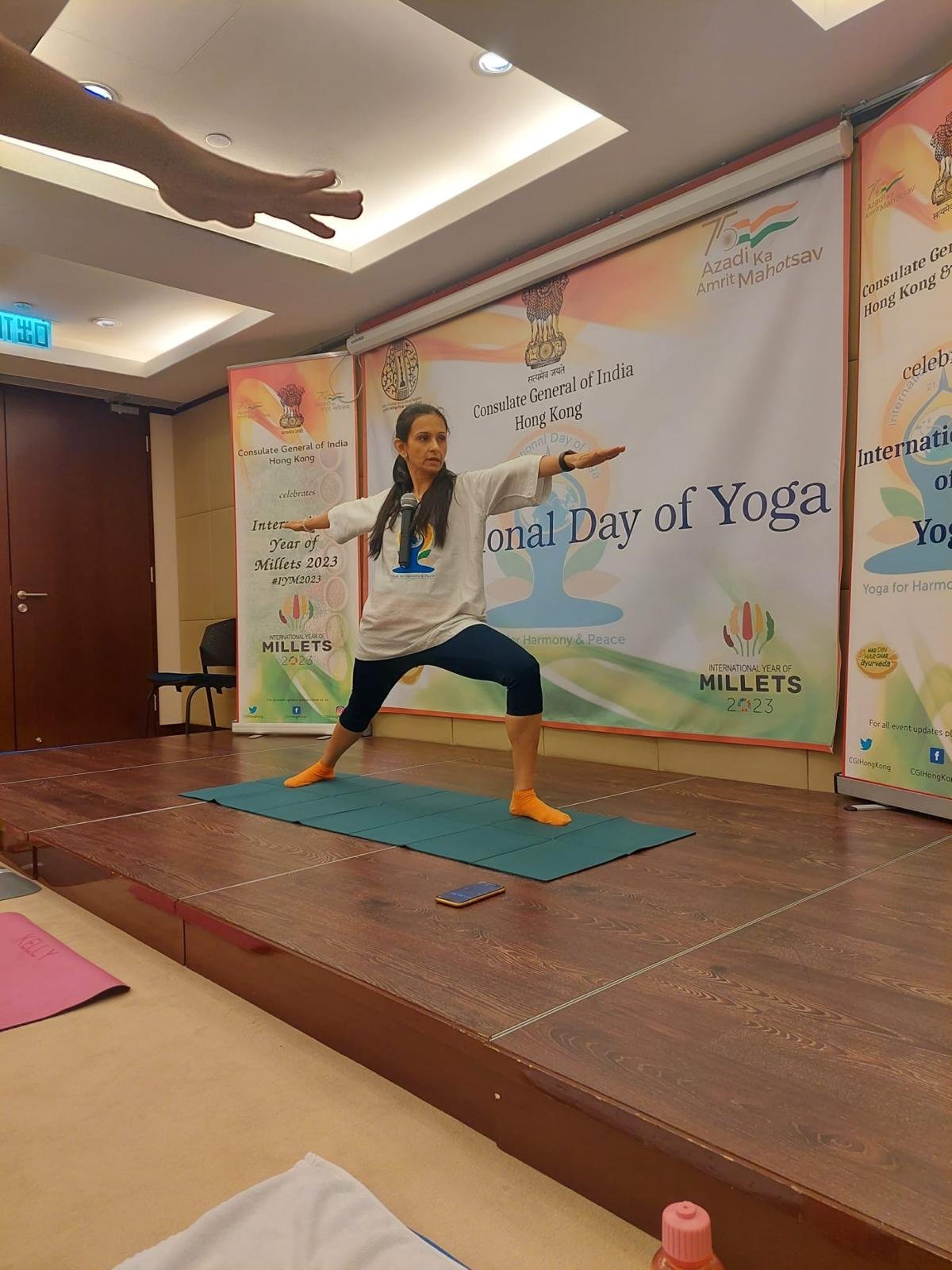 Neha Khera Saluja guiding a private one-to-one yoga and breathwork coaching session